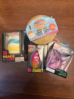 NeeDoh Bundle- peace Cake, nice Cream Cone, jelly Squish and a bun